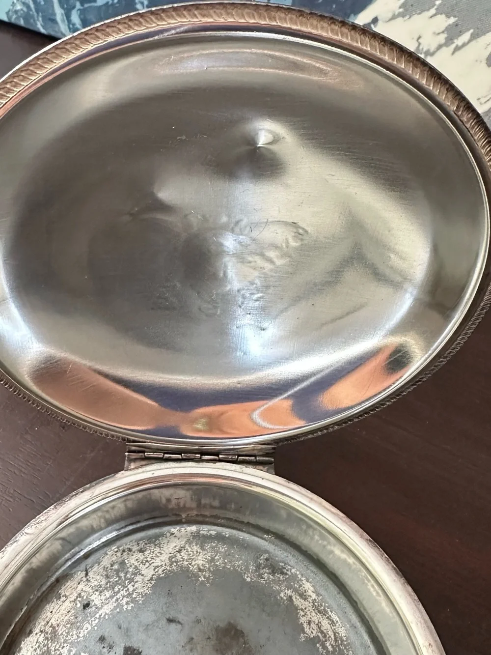 Vintage Silver Plated Crumb Catcher Wooden Handle